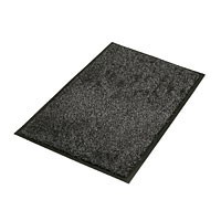 New cotton plush entrance mat black/steel 0.6M x 0.9M - 