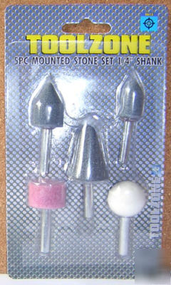5PC.mounted stone set.1/4(6MM) shank.grinding,polishing