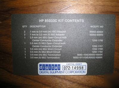 Hp agilent 85033C 3.5MM calibration kit w/ extras