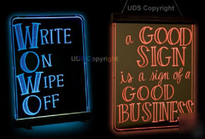 Glowrite led write on wipe off illuminated sign small