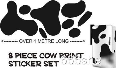 Moo cow patch fridge decal sticker set black