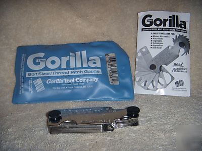 New gorilla bolt sizer and tread pitch gauge ~ metric ~ 