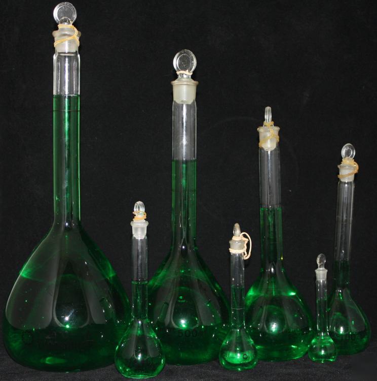 7 sizes volumetric glass flasks 10 thru 1000ML kitchen