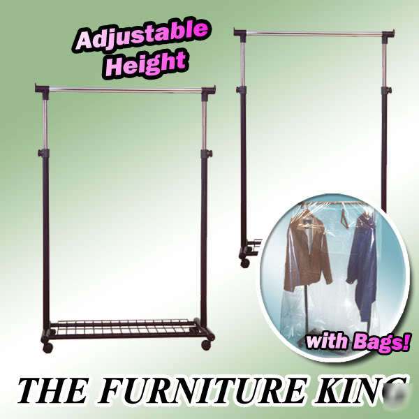 New 2 portable rolling clothes garment rack retail home 