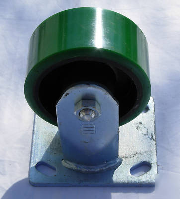 Rigid caster - green polyurethane on steel wheel 750 lb
