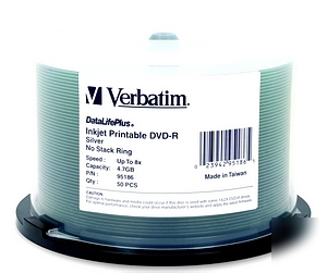 Verbatim 95186 -50PK dvd-r 8X 4.7GB silve