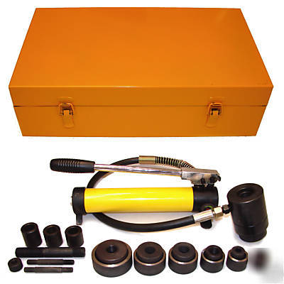 Hydraulic punch driver kit hand pump hole tool knockout