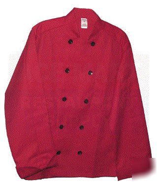 New red chefs coat with black bottons, small unisex