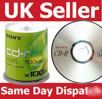 100 disc pack spindle sony 48X cdr cd-r cd 80MIN 700MB 