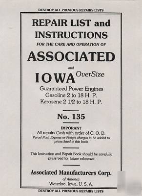Associated and iowa oversize instruction & repair book