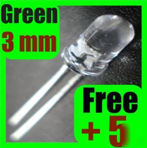 100 (free+5) led 3MM round bright light bulb lamp green