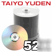 100 taiyo yuden 52X cd-r silver inkjet media cdr disk 