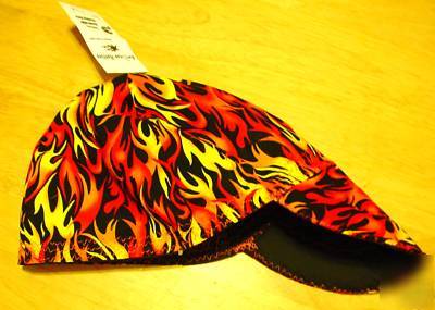 Hot fiery flames welding hat hats cap hotties (7 1/4)