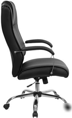 New (10) black high back leather office chairs 