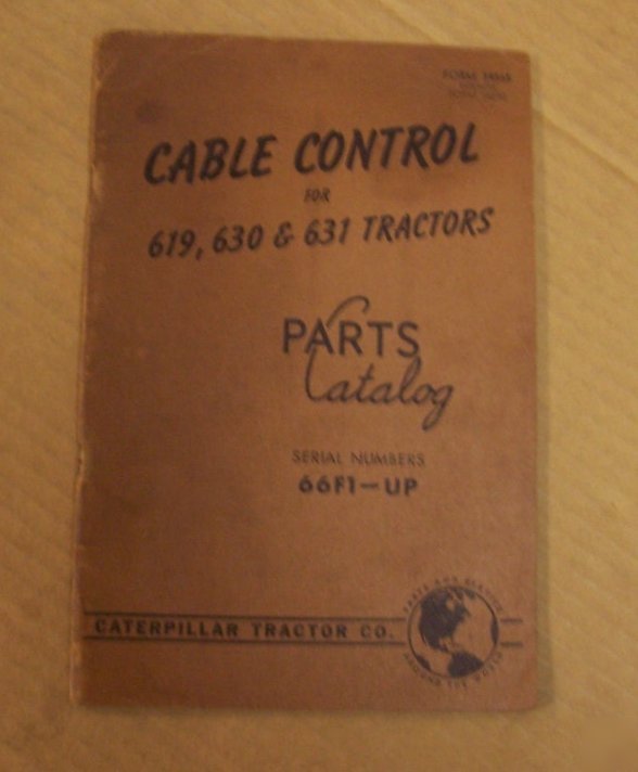 Caterpillar 1962 cable control for tractors parts book 