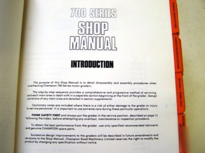 Champion 700 series motor graders shop service manual