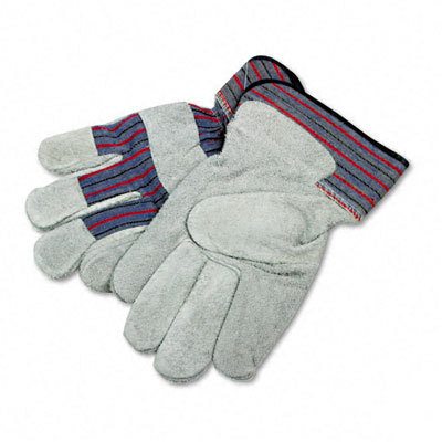 Gunn gloves w/leather large gray/multi 12 per pack