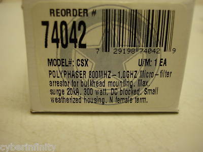 (10) polyphaser csx 800MHZ1GHZ emp surge filters