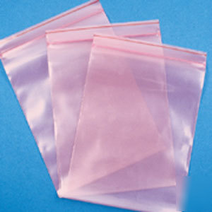 1000 - 2X3 4 mil pink antistatic zipper poly bags 2 x 3