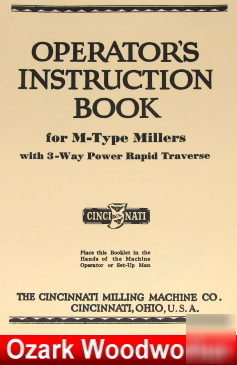 Cincinnati m-type miller operator's manual