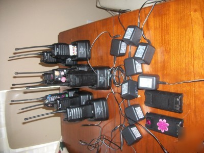 8 icom 2 way uhf radios bc-146, chargers, batteries, ic