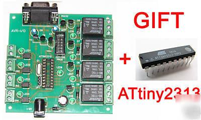 Atmel avr-i/o io board + gift ATTINY2313 relay in out
