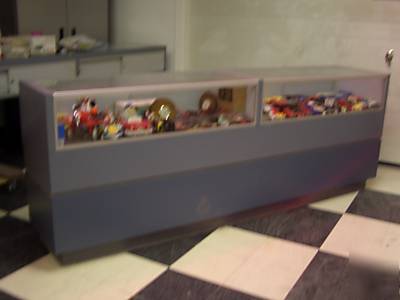 Double-wide display showcase. storage underneath, locks
