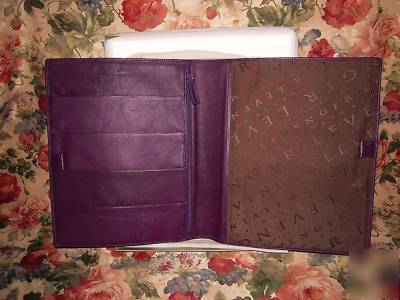 Levenger ~ ravello notebook folio ~ eggplant return jhf