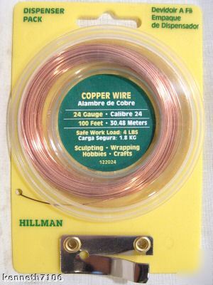 Solid copper 24 ga. 100 craft electric art wire hillman