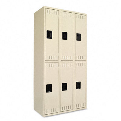 Tennsco double tier locker, six-locker unit sand