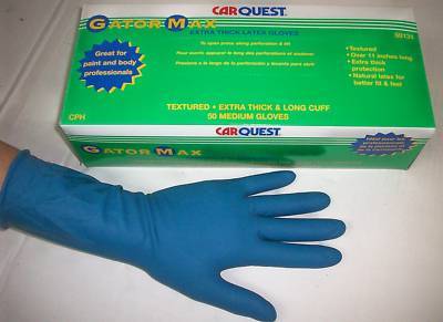 (100) heavy duty 14 mil latex rubber gloves - medium
