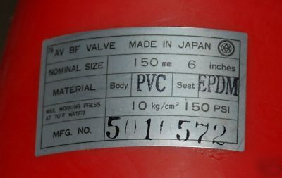 Asahi type 57 butterfly valve - 6â€ pvc body, epdm seals