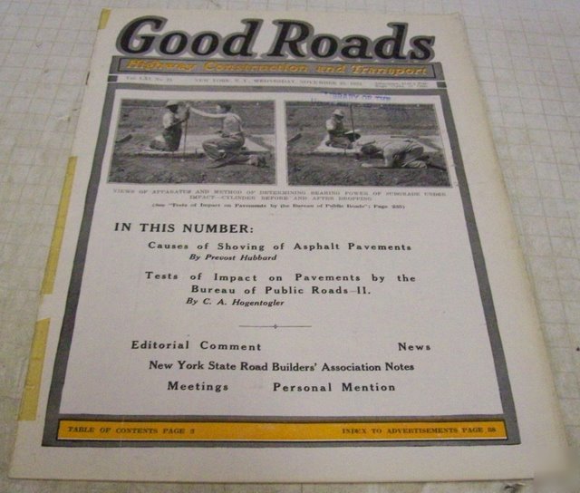 Good roads 1921 construction magazine vo 61 no 21 issue