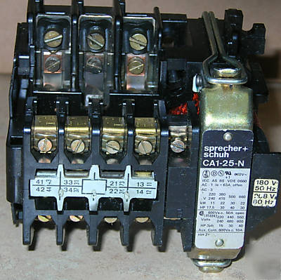 Sprecher+schuh CA1-25-120 vac contactor w/ kits & coil