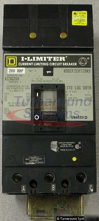 Square d KI36200 circuit breaker, 200 amp, 200 kair 