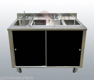 Portable 4 compartment sink / self contained/ hot water