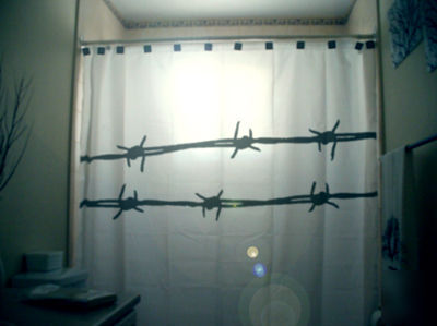 Shower curtain barbed wire fence do not trespass