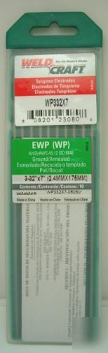 Weldcraft tungsten electrodes green pure 3/32