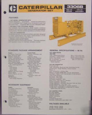 1983 caterpillar 3306B diesel generator sets brochure