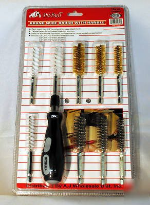 10PC round wire brush brushes w/handle machinist tool