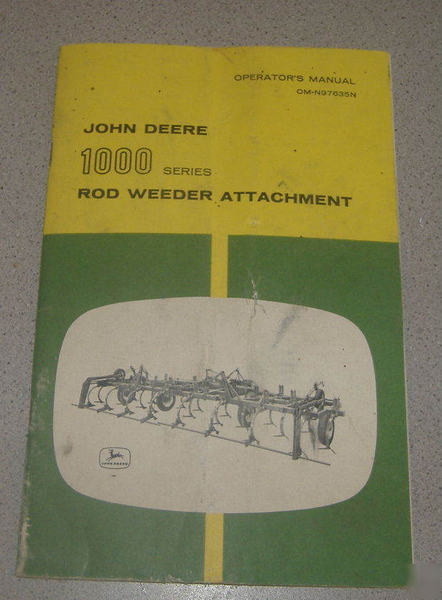 John deere 1000 series rod weeder operator's manual 