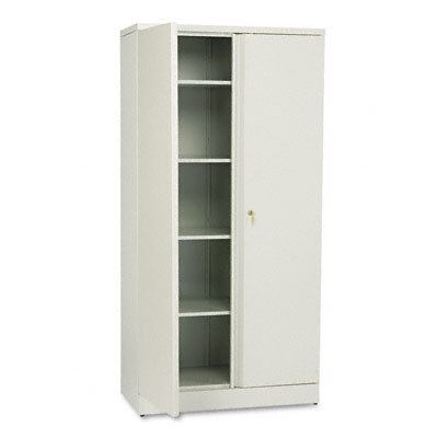 Easy-to-assemble storage cabinet 2 adjust shelves lt gy