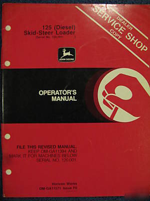 John deere 125 diesel skid steer loader operator manual