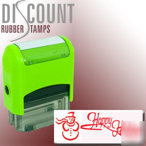 Self-inking christmas rubber stamp - happy holidays