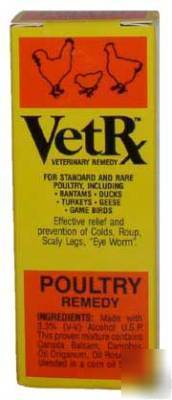 Vet rx poultry game bird prevent colds roup eye worm 