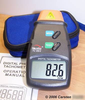 Digital laser photo tachometer rpm tach tool f hvac usa