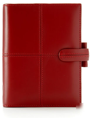 Filofax classic pocket organiser cherry leather red 