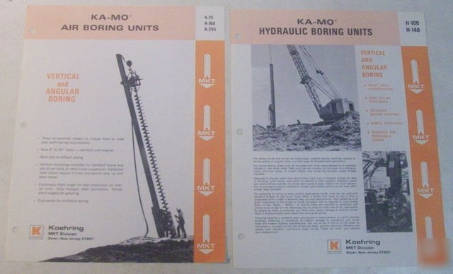 Koehring 1960S ka mo boring units sales brochure lot