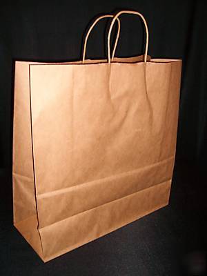 100 natural paper retail shopping gift bags 16X6X12