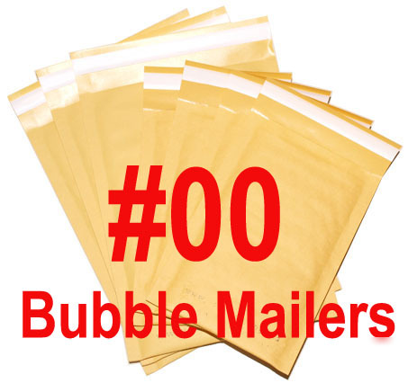 250 #00 5X10 kraft bubble mailers 5 x 10 self sealing 